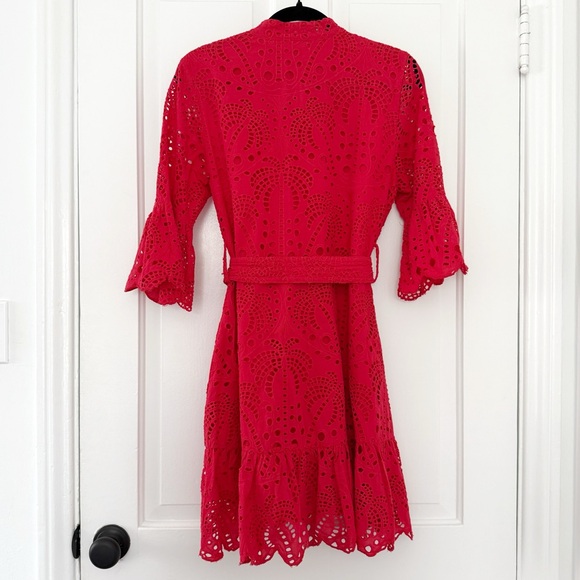 FARM Rio Red Eyelet Mini Dress (S) - Picture 4 of 6